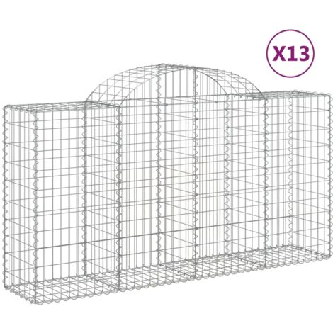 Paniers à gabions clôture cage mur de soutènement arqués 13 pcs 200 x 50 x 100/120 cm fer galvanisé Argent (1/5)