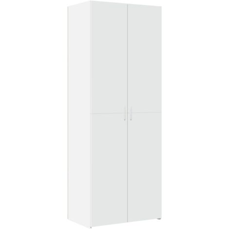 Buffet bahut commode armoire meuble de rangement organisateur cuisine salle de séjour salon haut 70 x 42,5 x 185 cm bois d'ingénierie blanc (1/5)