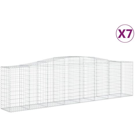 Paniers à gabions clôture cage mur de soutènement arqués 7 pcs 400 x 50 x 100/120 cm fer galvanisé Argent (1/5)