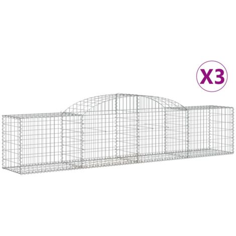 Paniers à gabions clôture cage mur de soutènement arqués 3 pcs 300 x 50 x 60/80 cm fer galvanisé Argent (1/5)