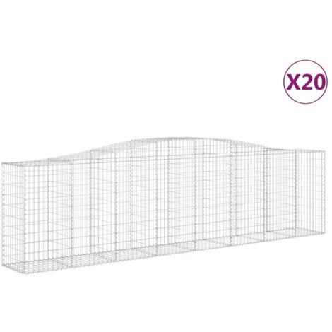 Paniers à gabions clôture cage mur de soutènement arqués 20 pcs 400 x 50 x 100/120 cm fer galvanisé Argent (1/5)