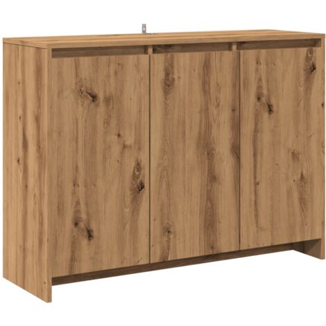 Buffet Bas Noir 102x33x75 Cm - Bois D'ingénierie - Portes Affleurantes - Rangement Pratique Pour Salon Ou Salle à Manger - 13