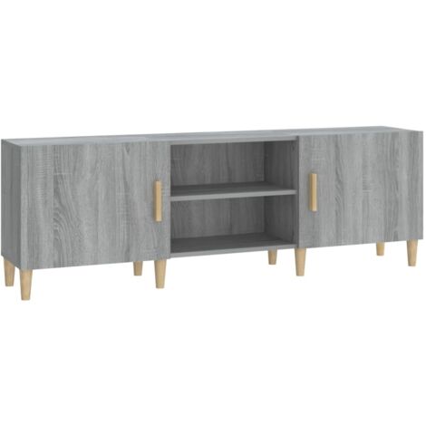 Meuble TV multimédia étagère télévision buffet téléviseur salle à manger salon chambre sonoma 150 x 30 x 50 cm bois d'ingénierie gris (1/5)