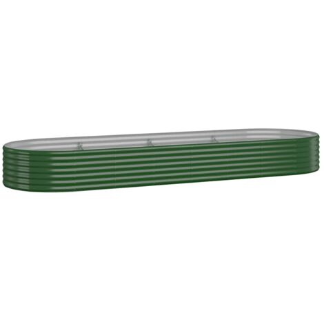 Jardinière bac lit surélevé plantes fleurs terrasse jardin de jardin acier enduit de poudre 322 x 100 x 36cm vert (1/5)