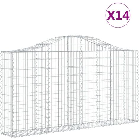 Paniers à gabions clôture cage mur de soutènement arqués 1lot de 4 200 x 30 x 100/120 cm fer galvanisé Argent (1/5)