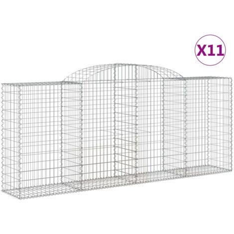 Paniers à gabions clôture cage mur de soutènement arqués 11 pcs 300 x 50 x 120/140 cm fer galvanisé Argent (1/5)