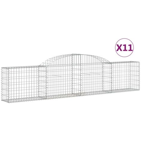 Paniers à gabions clôture cage mur de soutènement arqués 11 pcs 300 x 30 x 60/80 cm fer galvanisé Argent (1/5)