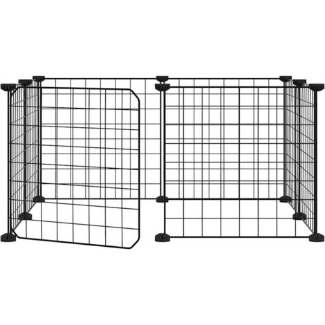 Cage animaux de compagnie à 8 panneaux et porte 35 x 35 cm noir (1/5)