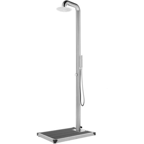 Douche de jardin avec base 230 cm acier inoxydable gris (1/5)