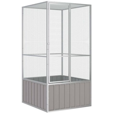 Cage à oiseaux 111 x 107 x 211,5 cm acier galvanisé gris (1/5)