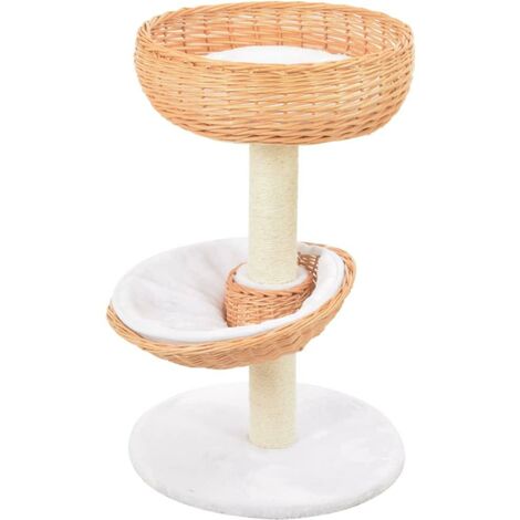 Arbre à chat griffoir grattoir niche jouet animaux peluché en sisal naturel bois de saule (1/5)