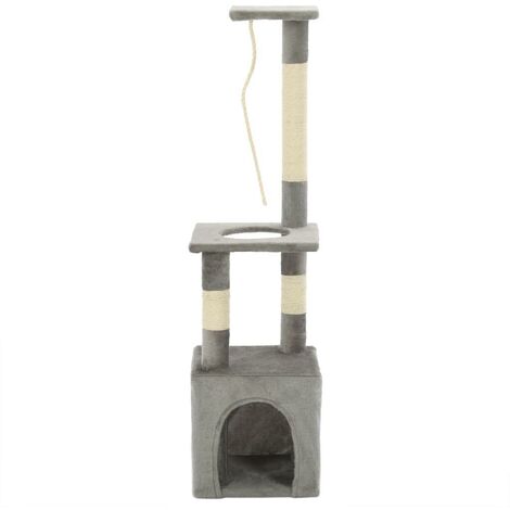 Arbre à chat griffoir grattoir niche jouet animaux peluché en sisal 109 cm gris (1/5)