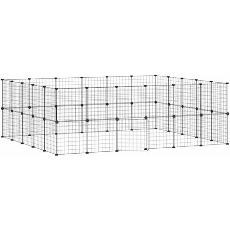 Cage animaux de compagnie à 44 panneaux et porte 35 x 35 cm noir (1/3)