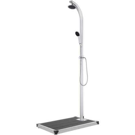 Douche de jardin avec base 220 cm aluminium gris (1/5)