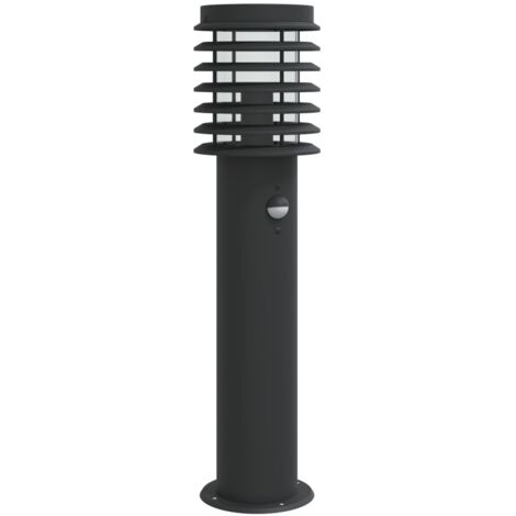Lampadaire d'extérieur avec capteur 60 cm acier inoxydable noir (1/5)