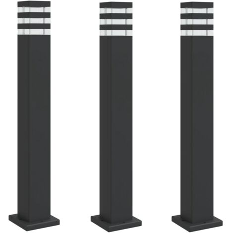 Lampadaires d'extérieur 3 pcs 80 cm aluminium noir (1/5)
