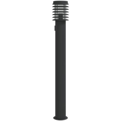 Lampadaire d'extérieur avec sortie 110 cm acier inoxydable noir (1/5)