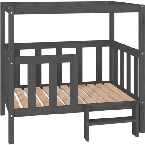 Lit pour chien panier canapé confortable 105,5 x 83,5 x 100 cm bois de pin solide gris (1/5)
