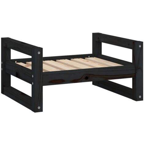 Lit pour chien panier canapé confortable 55,5 x 45,5 x 28 cm bois de pin solide noir (1/5)