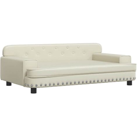 Lit pour chien panier canapé confortable 90 x 53 x 30 cm similicuir crème (1/5)