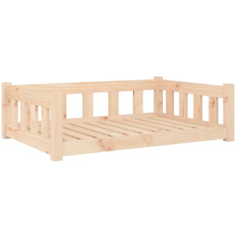 Lit pour chien panier canapé confortable 95,5 x 65,5 x 28 cm bois de pin solide marron (1/5)
