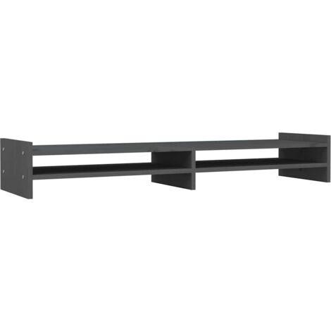 Support de moniteur table meuble bureau 100 x 27 x 15 cm bois de pin solide gris (1/5)