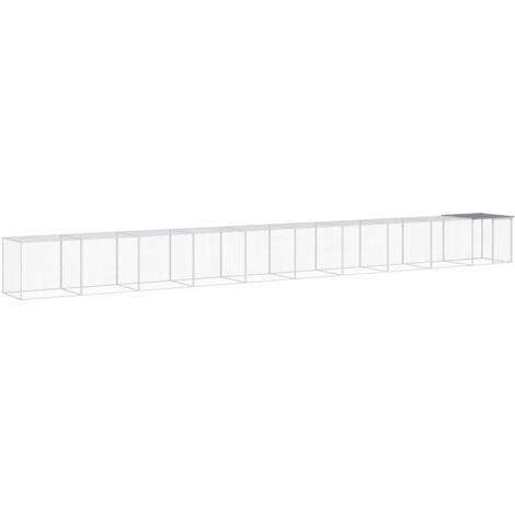 Poulailler enclos cage poules avec toit clair 1003 x 98 x 90 cm acier galvanisé gris (1/5)