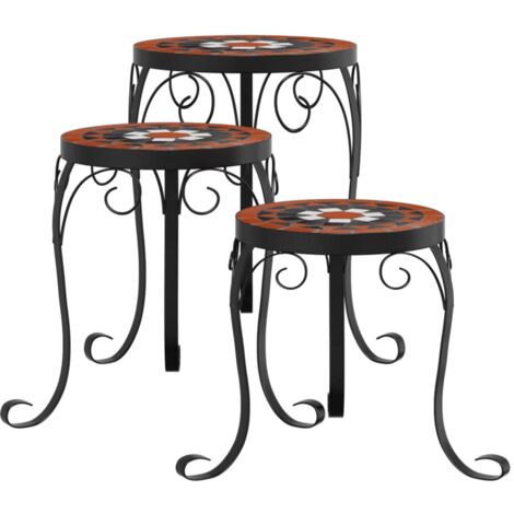 Supports pour plantes meuble fleurs 3 pcs terre cuite et céramique Orange (1/5)
