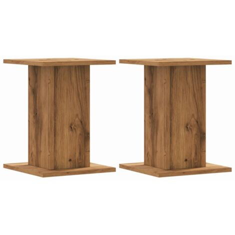 Supports pour plantes meuble fleurs lot de 2 artisanal bois d'ingénierie marron (1/5)