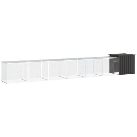 Poulailler enclos cage poules 700 x 91 x 100 cm acier galvanisé anthracite (1/5)
