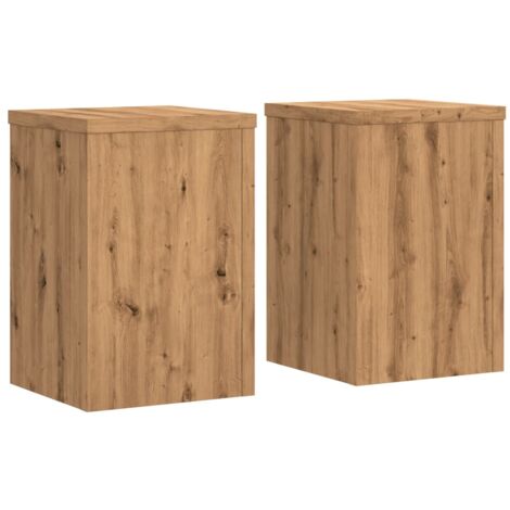 Supports pour plantes meuble fleurs lot de 2 artisanal bois d'ingénierie marron (1/5)