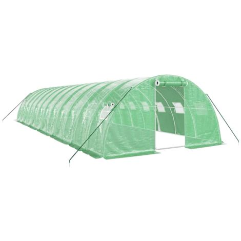 Serre tente abri plante fleur légumes avec cadre en acier 48 m² 12 x 4 x 2 m vert (1/5)