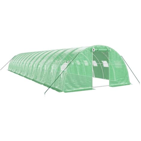 Serre tente abri plante fleur légumes avec cadre en acier 56 m² 14 x 4 x 2 m vert (1/5)