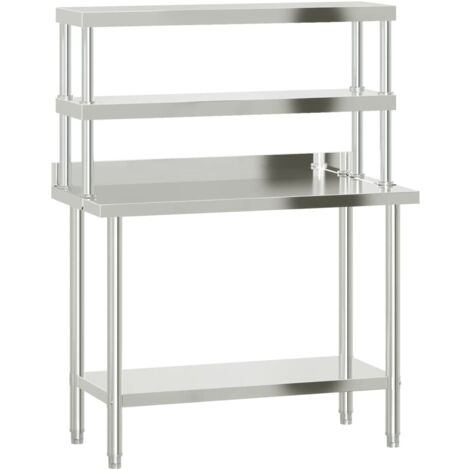 Table De Préparation De Cuisine En Acier Inoxydable - 55x30x85 Cm, Pieds Réglables, Étagère De Rangement