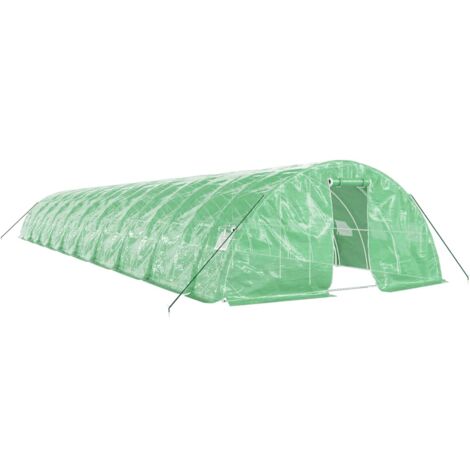 Serre tente abri plante fleur légumes avec cadre en acier 100 m² 20 x 5 x 2,3 m vert (1/5)