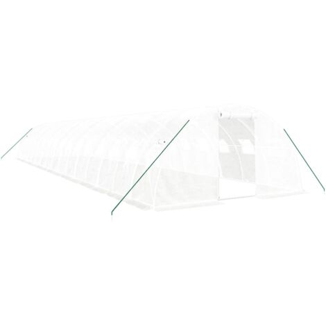 Serre tente abri plante fleur légumes avec cadre en acier 64 m² 16 x 4 x 2 m blanc (1/5)