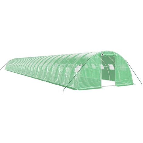 Serre tente abri plante fleur légumes avec cadre en acier 96 m² 24 x 4 x 2 m vert (1/5)