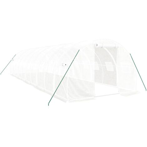 Serre tente abri plante fleur légumes avec cadre en acier 30 m² 10 x 3 x 2 m blanc (1/5)