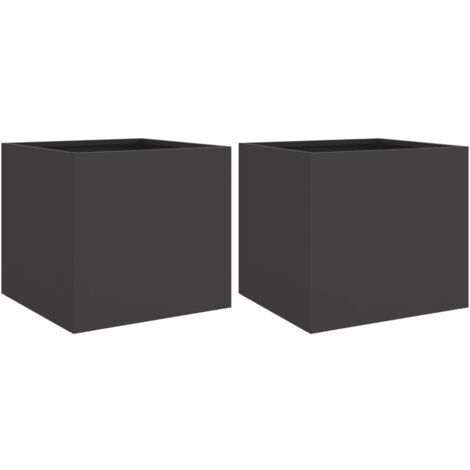 Jardinière bac lit surélevé plantes fleurs jardin terrasses lot de 2 32 x 30 x 29 cm acier noir (1/5)