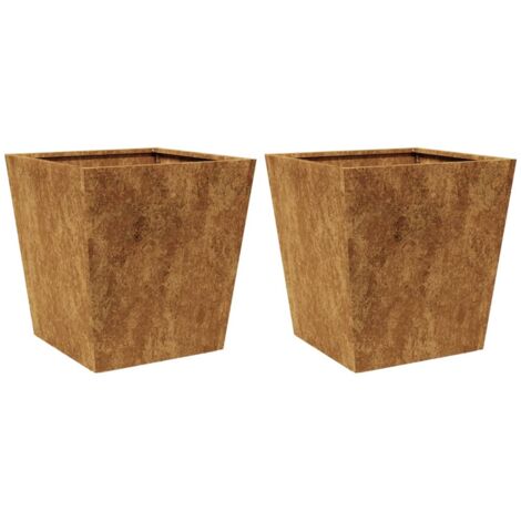 Jardinière bac lit surélevé plantes fleurs jardin terrasses lot de 2 40 x 40 x 40 cm acier corten Marron (1/5)