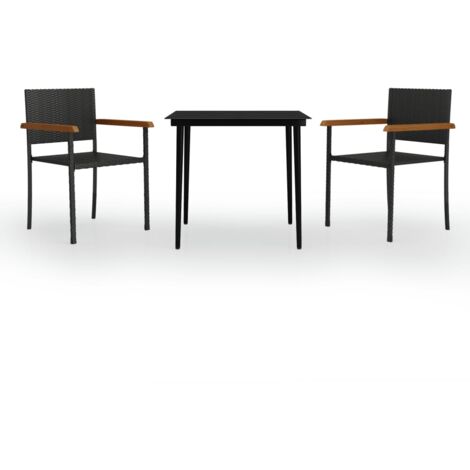 Ensemble de salle à manger de jardin meuble extérieur 3 pièces noir (1/5)