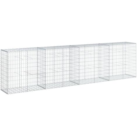 Panier gabion clôture cage mur de soutènement avec couvercle 400 x 50 x 100 cm fer galvanisé Argent (1/5)