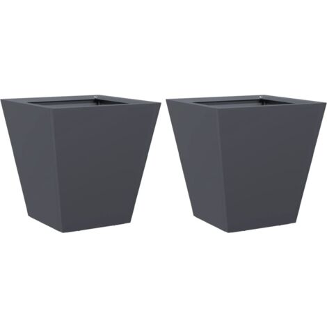 Jardinière bac lit surélevé plantes fleurs jardin terrasses lot de 2 30 x 30 x 30 cm acier anthracite (1/5)