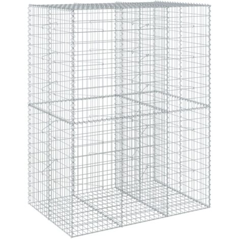 Panier gabion clôture cage mur de soutènement avec couvercle 150 x 100 x 200 cm fer galvanisé Argent (1/5)