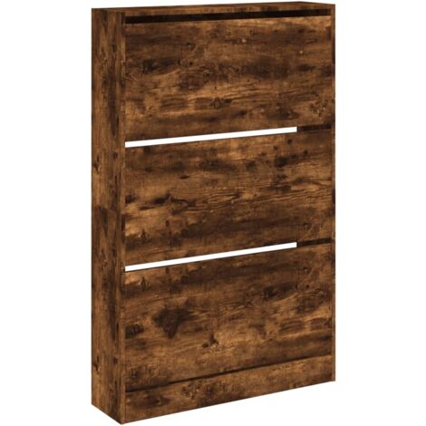 Armoire à chaussures range chaussures rangement meuble entrée couloir salon 80 x 21 x 125,5 cm bois ingénierie brun (1/5)