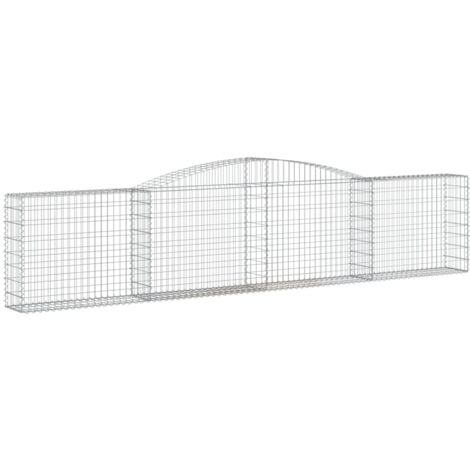 Panier Gabion Voûté 100x30x80/100 Cm - Fer Galvanisé, Maille 5x10 Cm - Décoratif Jardin, Brise-vue, Remplissage Pierres