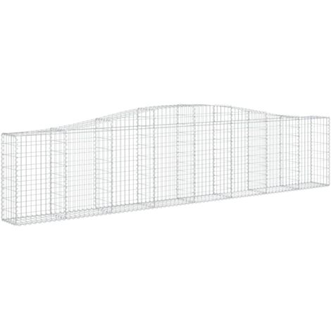 Panier de gabions clôture cage mur de soutènement arqué 400 x 30 x 80/100 cm fer galvanisé Argent (1/4)