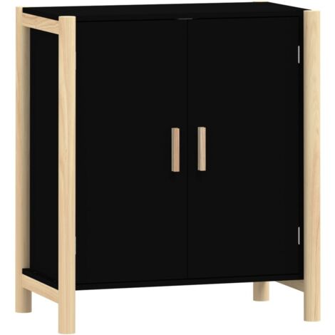 Buffet bahut commode armoire meuble de rangement organisateur cuisine salle de séjour salon 62 x 38 x 70 cm bois d'ingénierie noir (1/5)