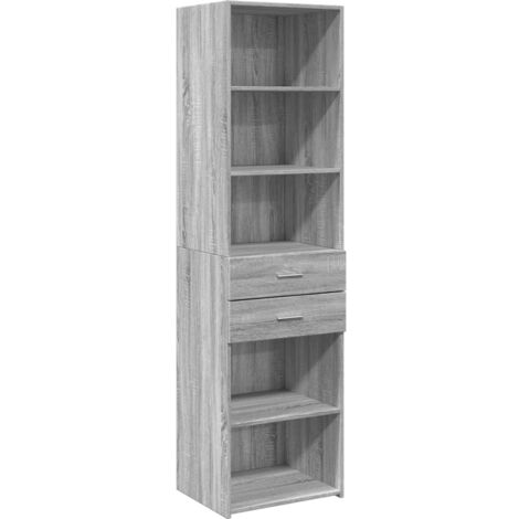 Buffet bahut commode armoire meuble de rangement organisateur cuisine salle de séjour salon haut sonoma 50 x 42,5 x 185 cm bois d'ingénierie gris (1/5)