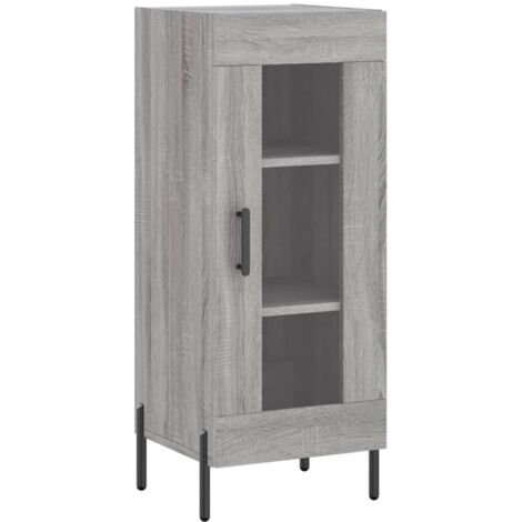 Buffet bahut commode armoire meuble de rangement organisateur cuisine salle de séjour salon sonoma 34,5 x 34 x 90 cm bois d'ingénierie gris (1/5)